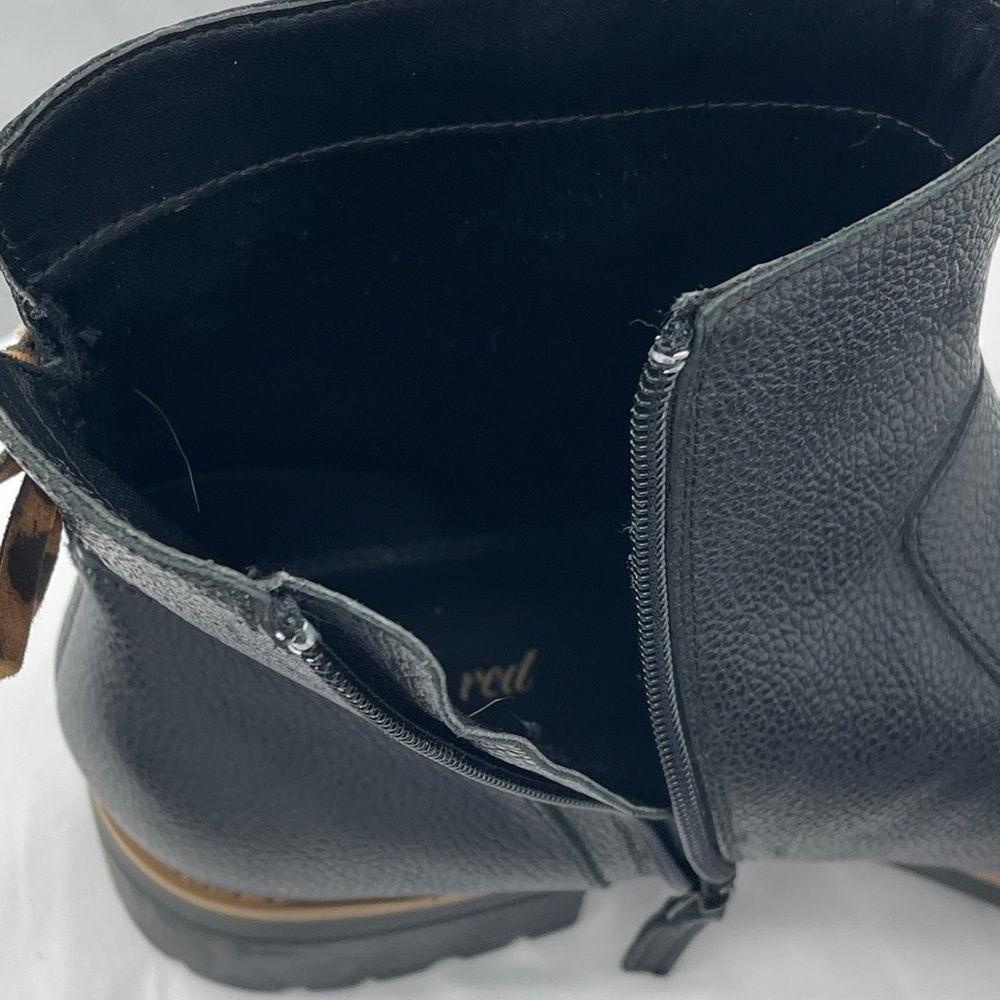 VIOLET & RED JORDYN Black Leather Ankle Boots WOMENS SIZE 11M SIDE ZIPPER - Picture 6 of 12